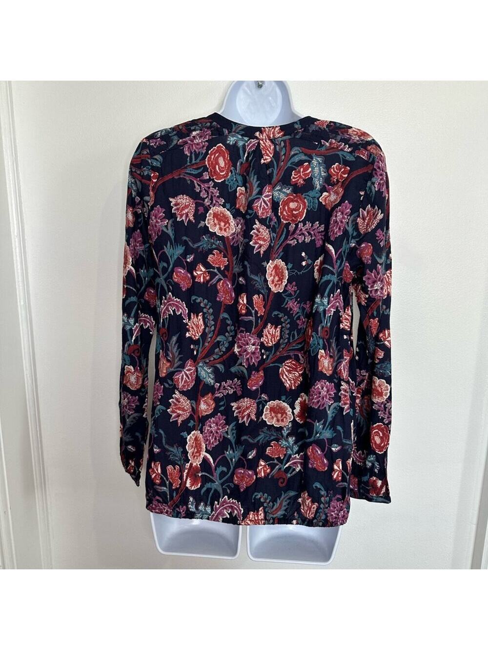 Lucky Brand Women's Small Boho Floral Print Blouse with Tassel Tie - Multi - Picture 7 of 8